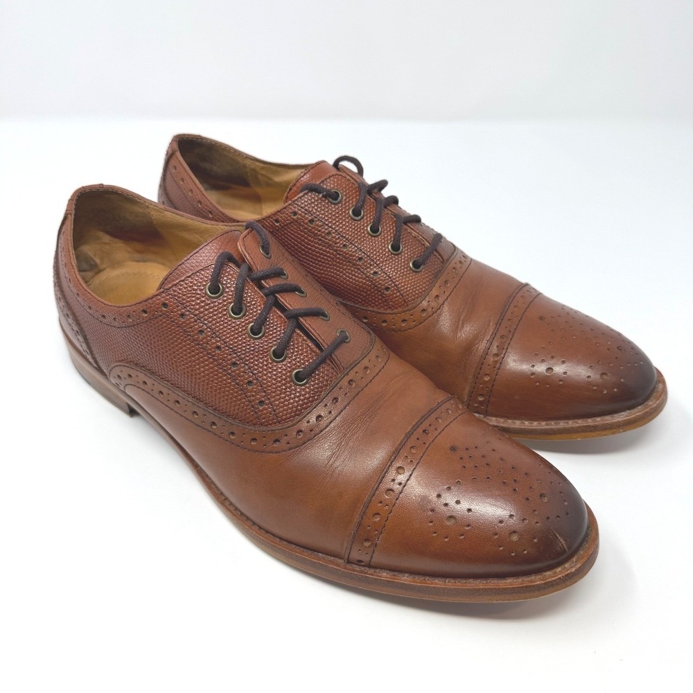 Warfield & Grand Topeka Tan Brown Leather Cap Toe Brogue Oxford Mens 10.5 20904